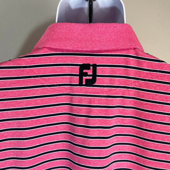 FootJoy Other - FootJoy FJ Men's pink, navy blue and white striped s/s golf polo shirt Large L